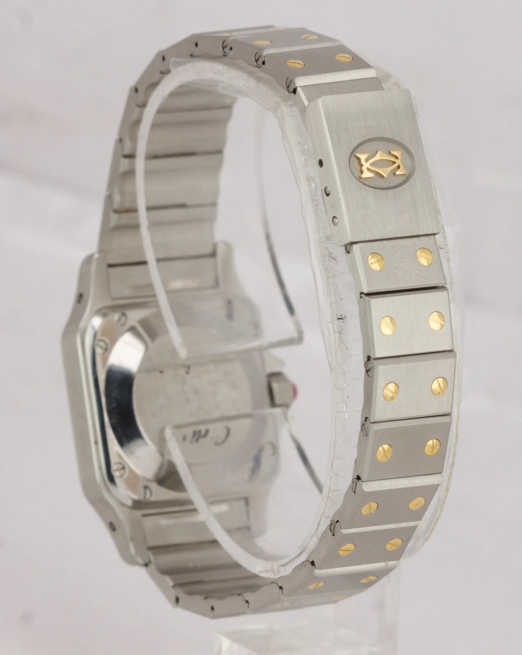 MINT Ladies Cartier Santos Carree 0902 Two-Tone Gold 23mm Automatic Swiss Watch