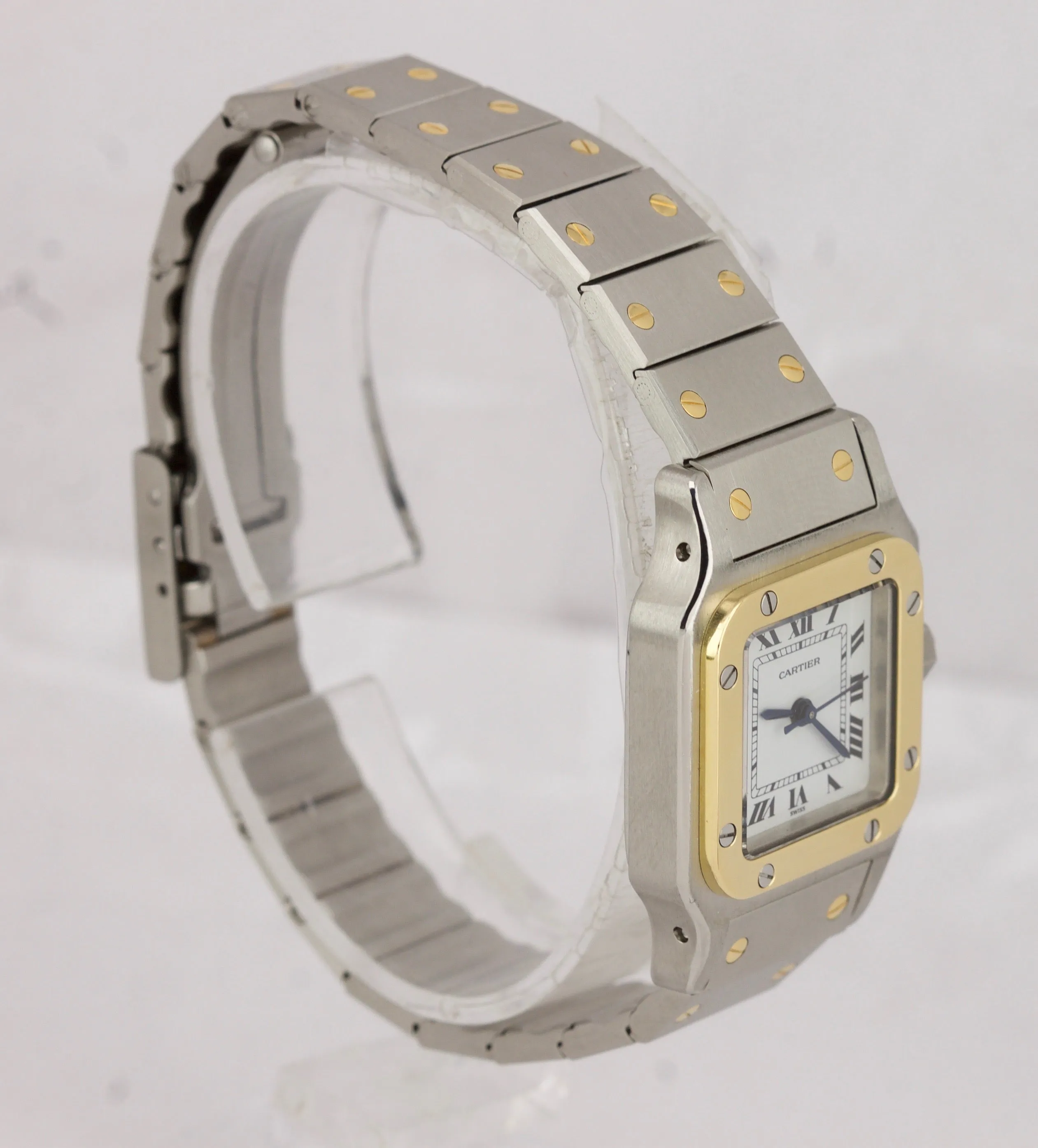 MINT Ladies Cartier Santos Carree 0902 Two-Tone Gold 23mm Automatic Swiss Watch