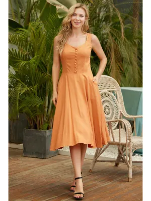 Miss Lulo Heidi Fit & Flare Swing Dress Rust