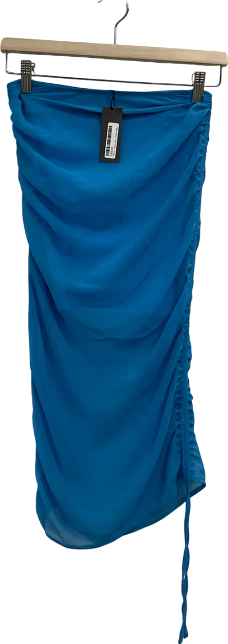 Misspap Blue Ruched Side Mini Skirt UK 6