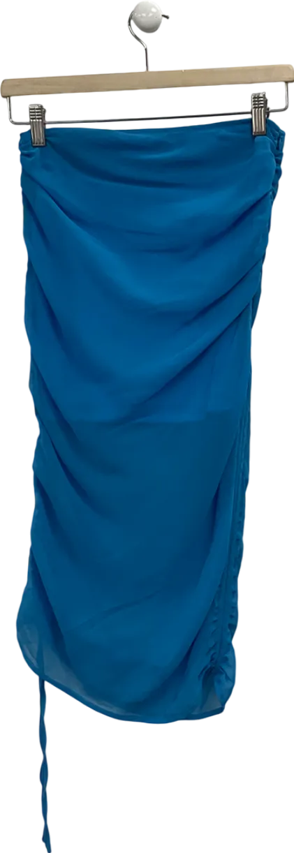 Misspap Blue Ruched Side Mini Skirt UK 6