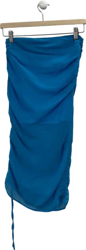 Misspap Blue Ruched Side Mini Skirt UK 6