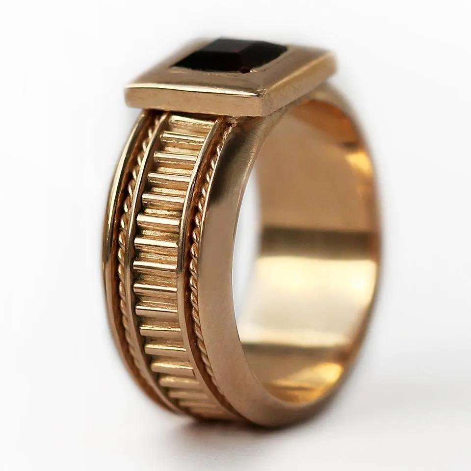 Misti- his and hers promise rings, red stone