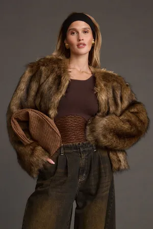 Misty Brown Faux Fur Coat