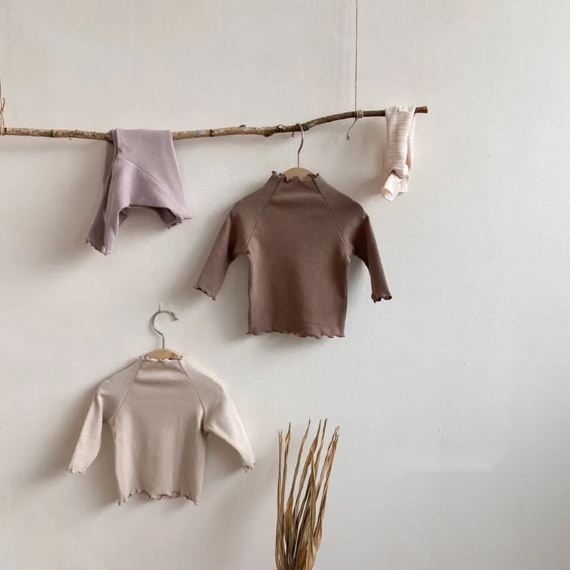 Mock-neck Ruffle Tee
