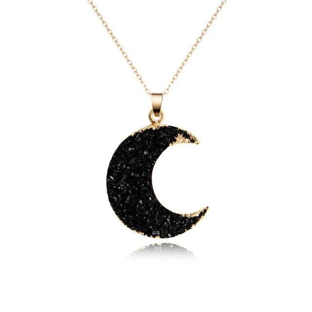 Moon Stone Resin Pendant Necklace
