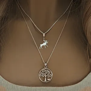 Moose & Tree of Life Necklace Set
