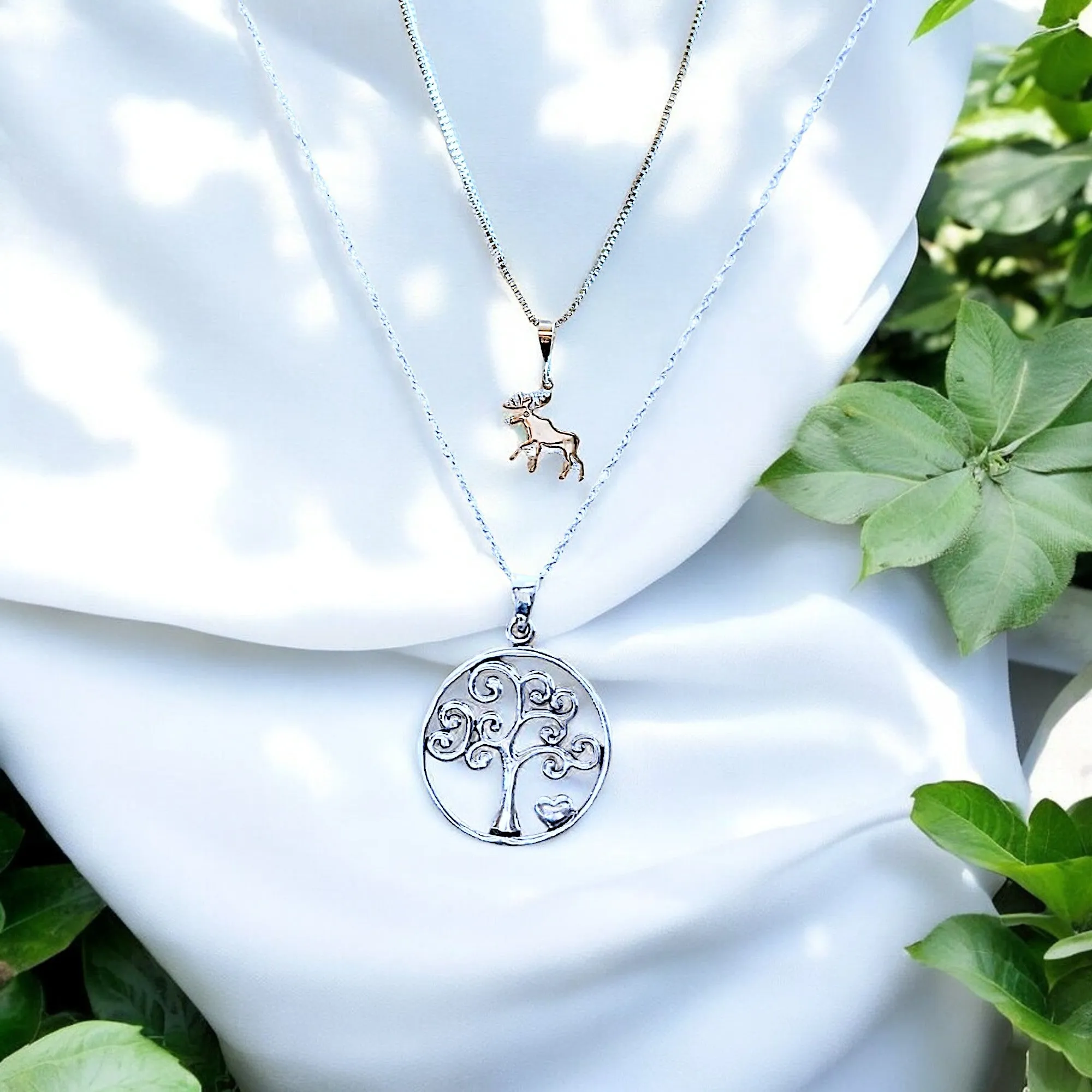 Moose & Tree of Life Necklace Set