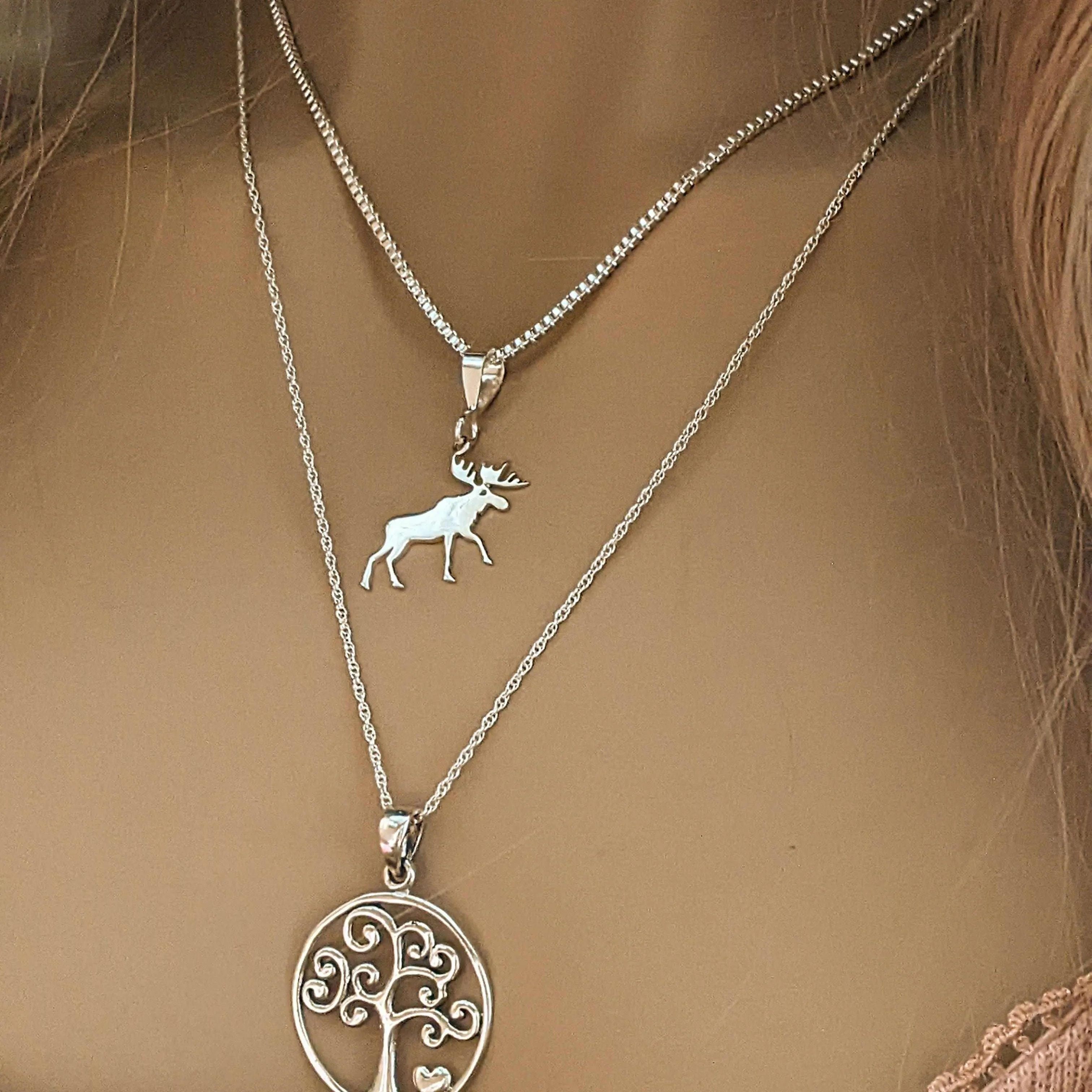 Moose & Tree of Life Necklace Set