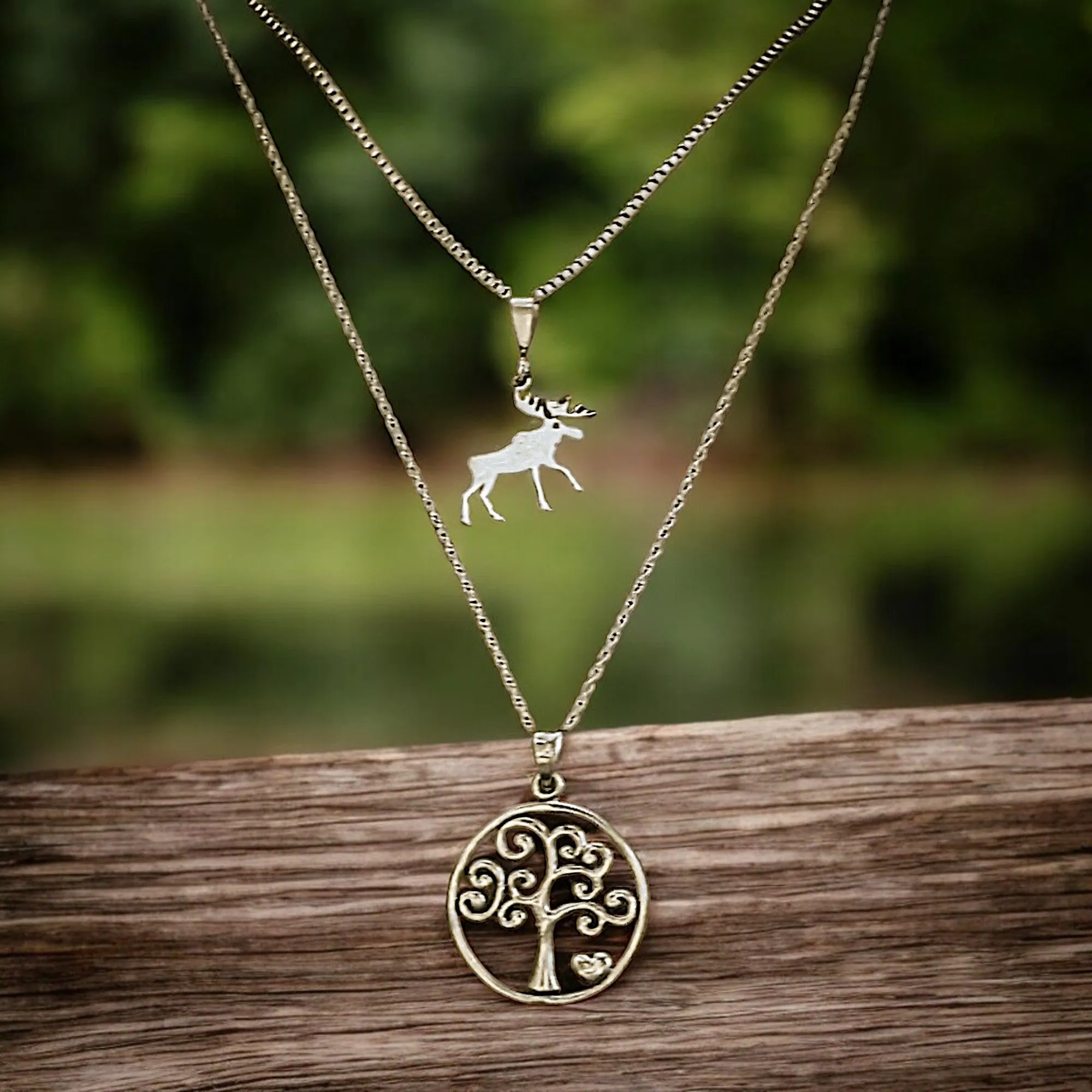 Moose & Tree of Life Necklace Set