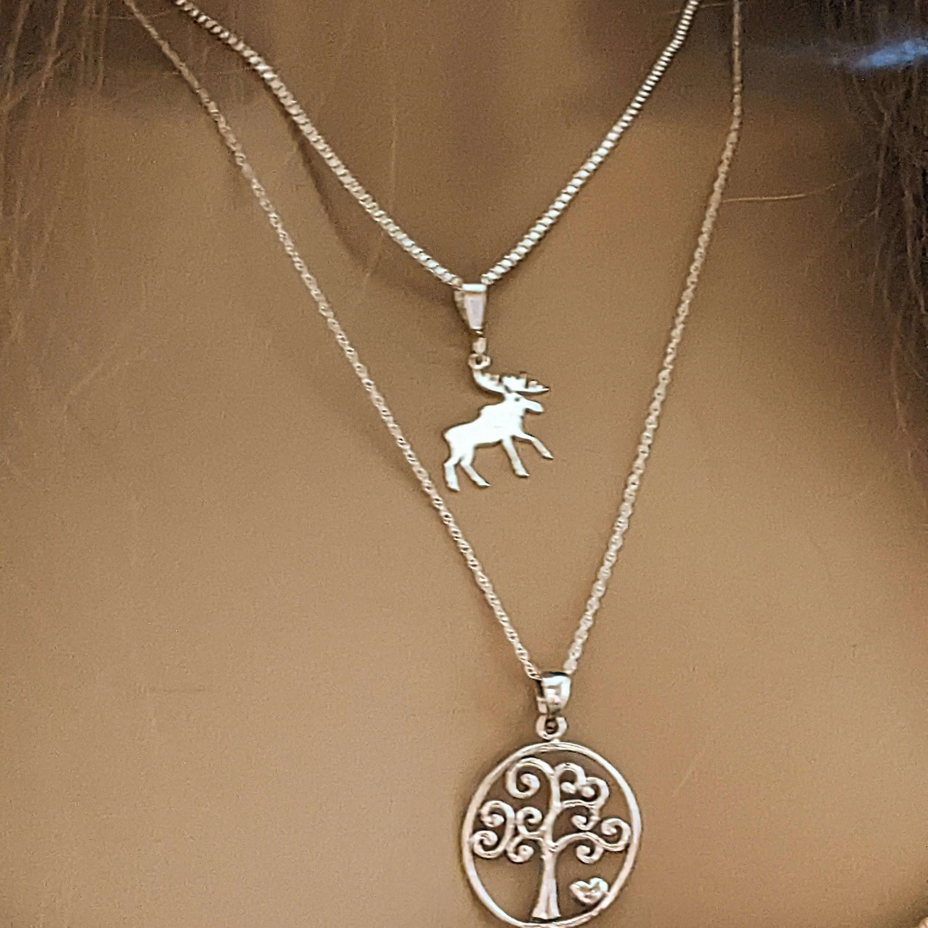 Moose & Tree of Life Necklace Set