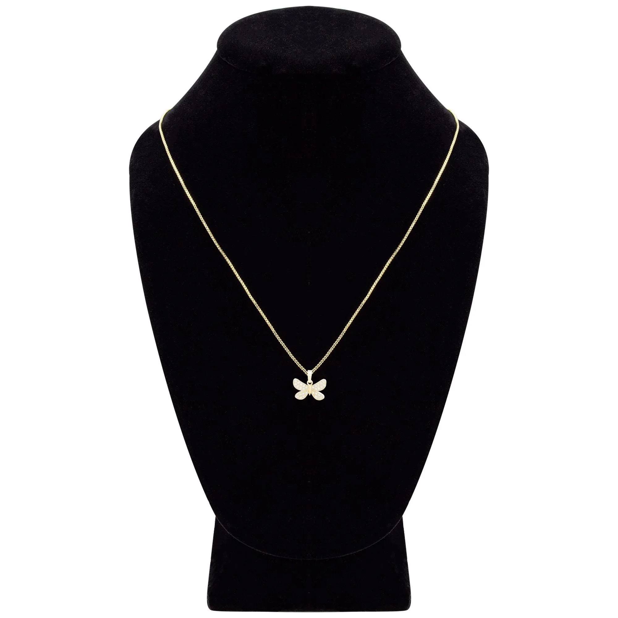 Morning Butterfly Cubic Zirconia Pendant With Necklace Set 14K Gold Filled