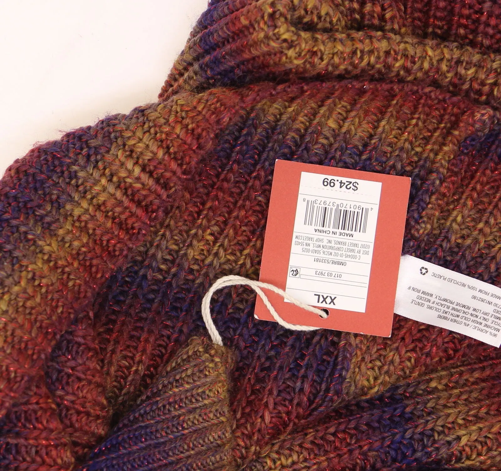 Mossimo Women's Spacedye Cropped Turtleneck Sweater Multi-Color XXL