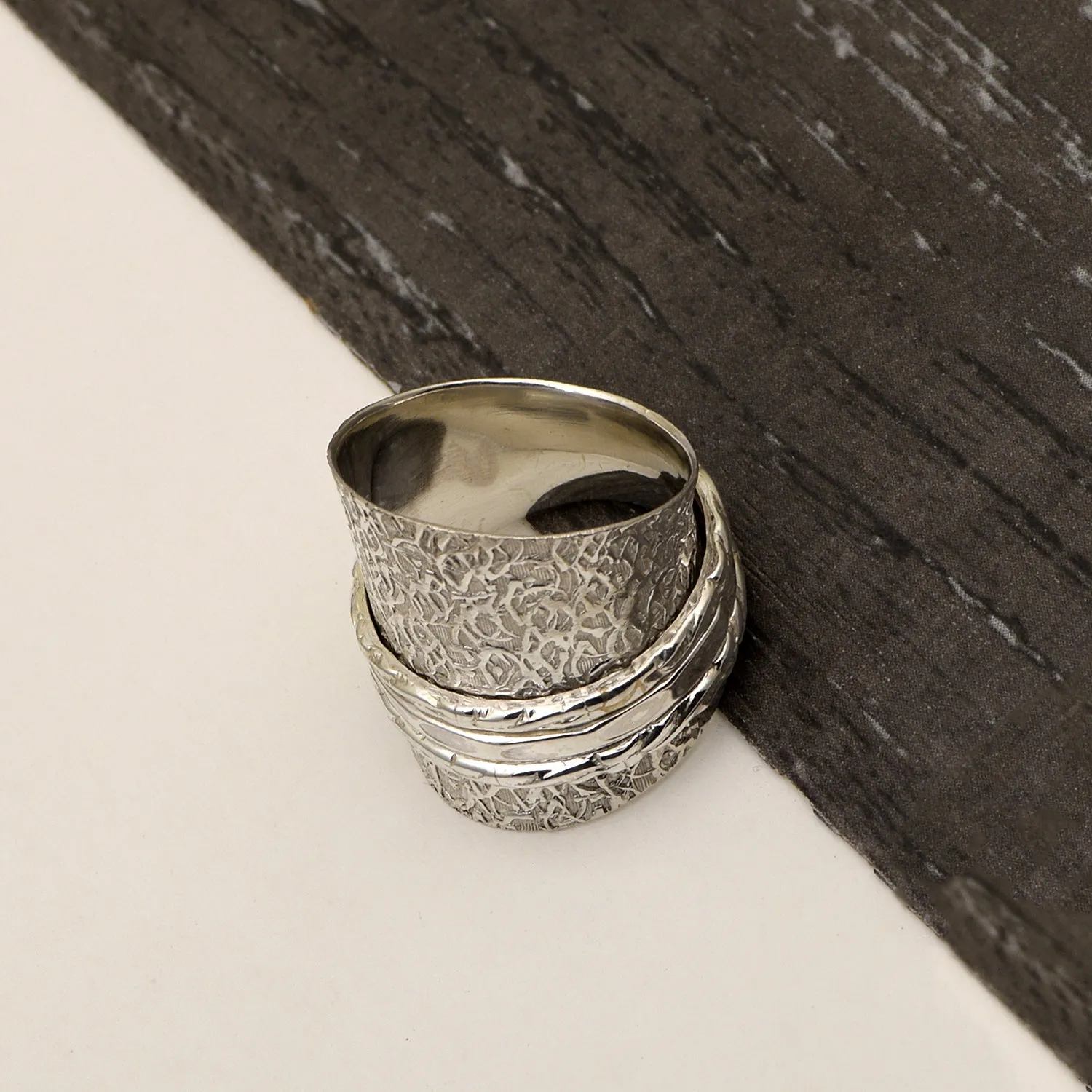Multi Band Engraved Meditation Spinner Ring