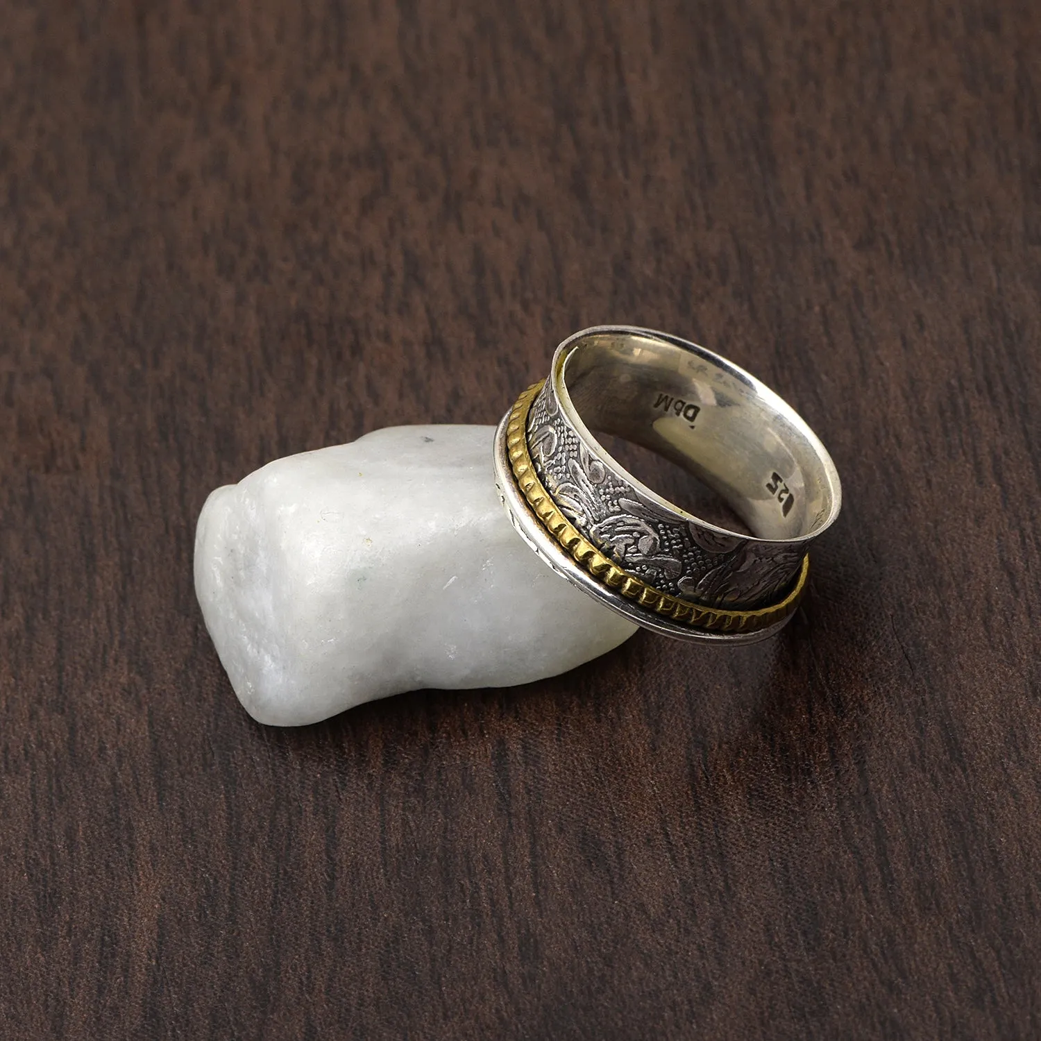Multi Band Engraved Meditation Spinner Ring