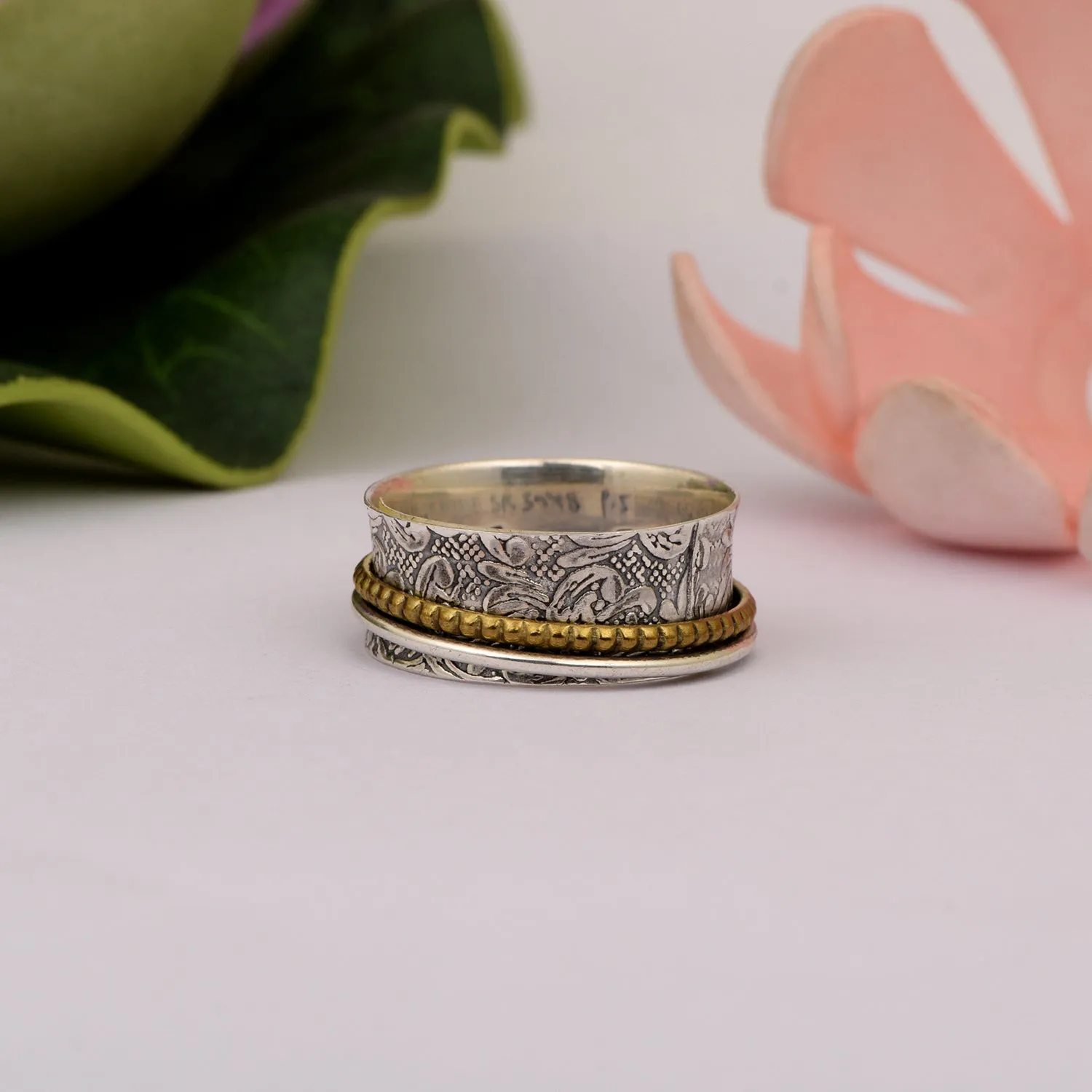 Multi Band Engraved Meditation Spinner Ring