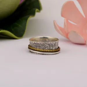 Multi Band Engraved Meditation Spinner Ring