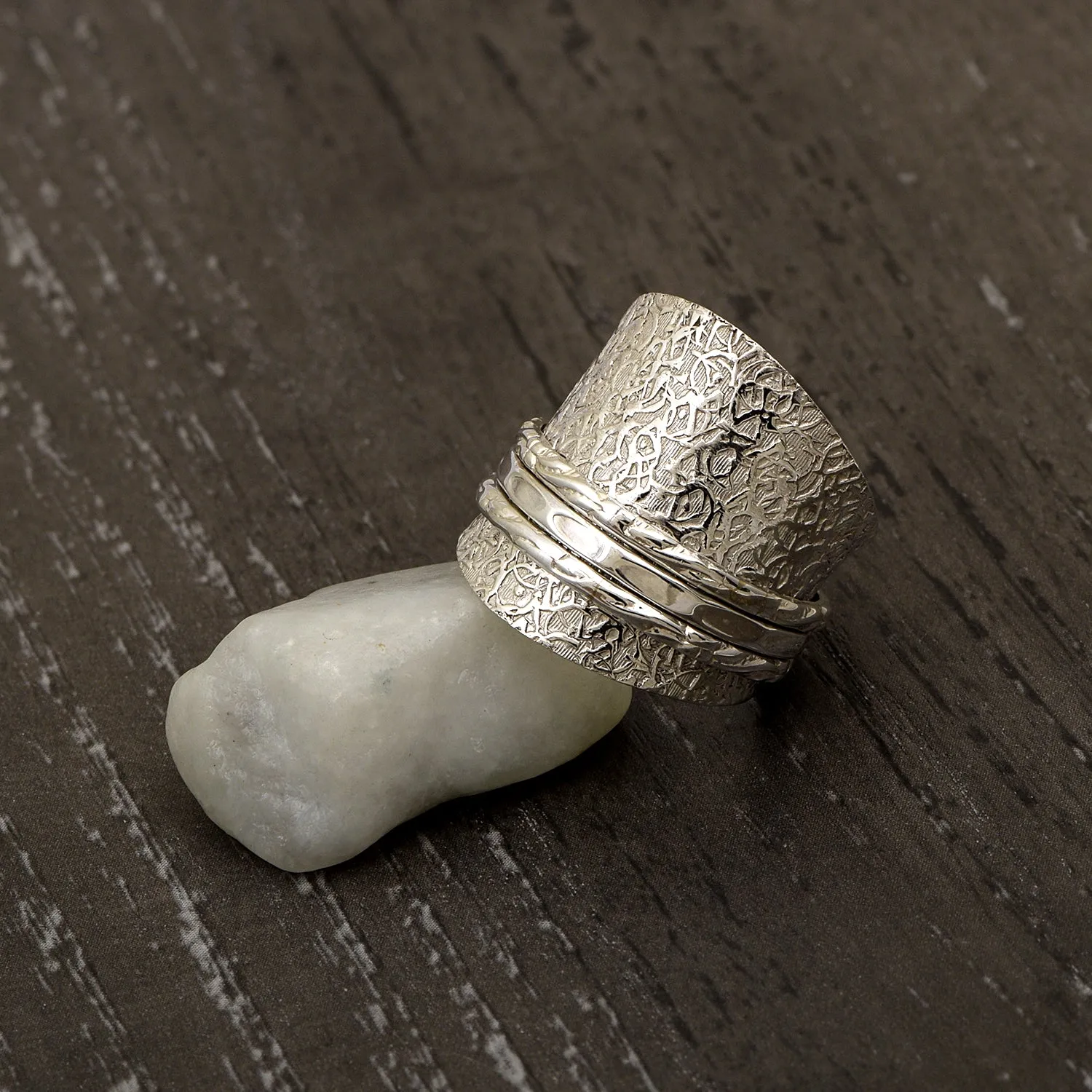 Multi Band Engraved Meditation Spinner Ring