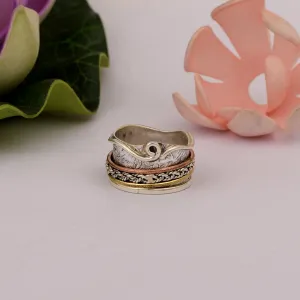Multi Band Engraved Meditation Spinner Ring