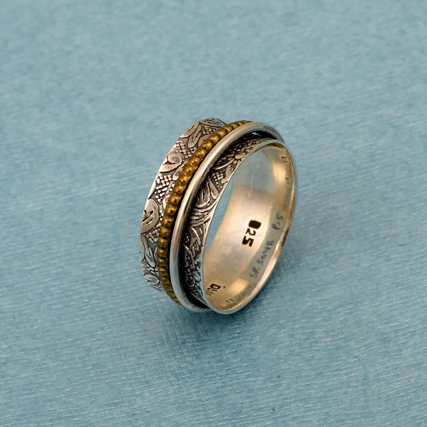 Multi Band Engraved Meditation Spinner Ring