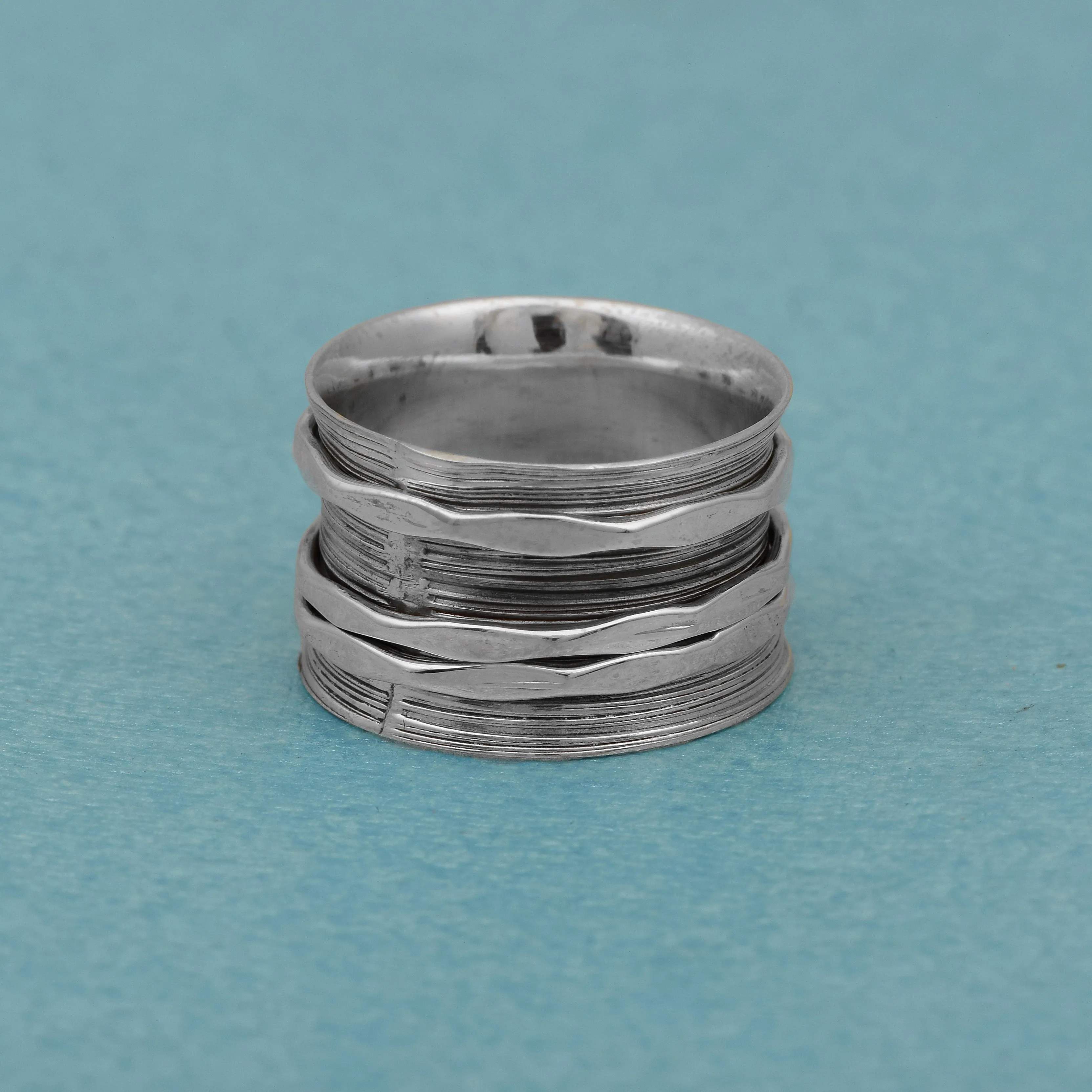 Multi Banded Engraved Spinner Ring