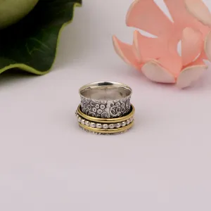 Multi Banded Engraved Spinner Ring
