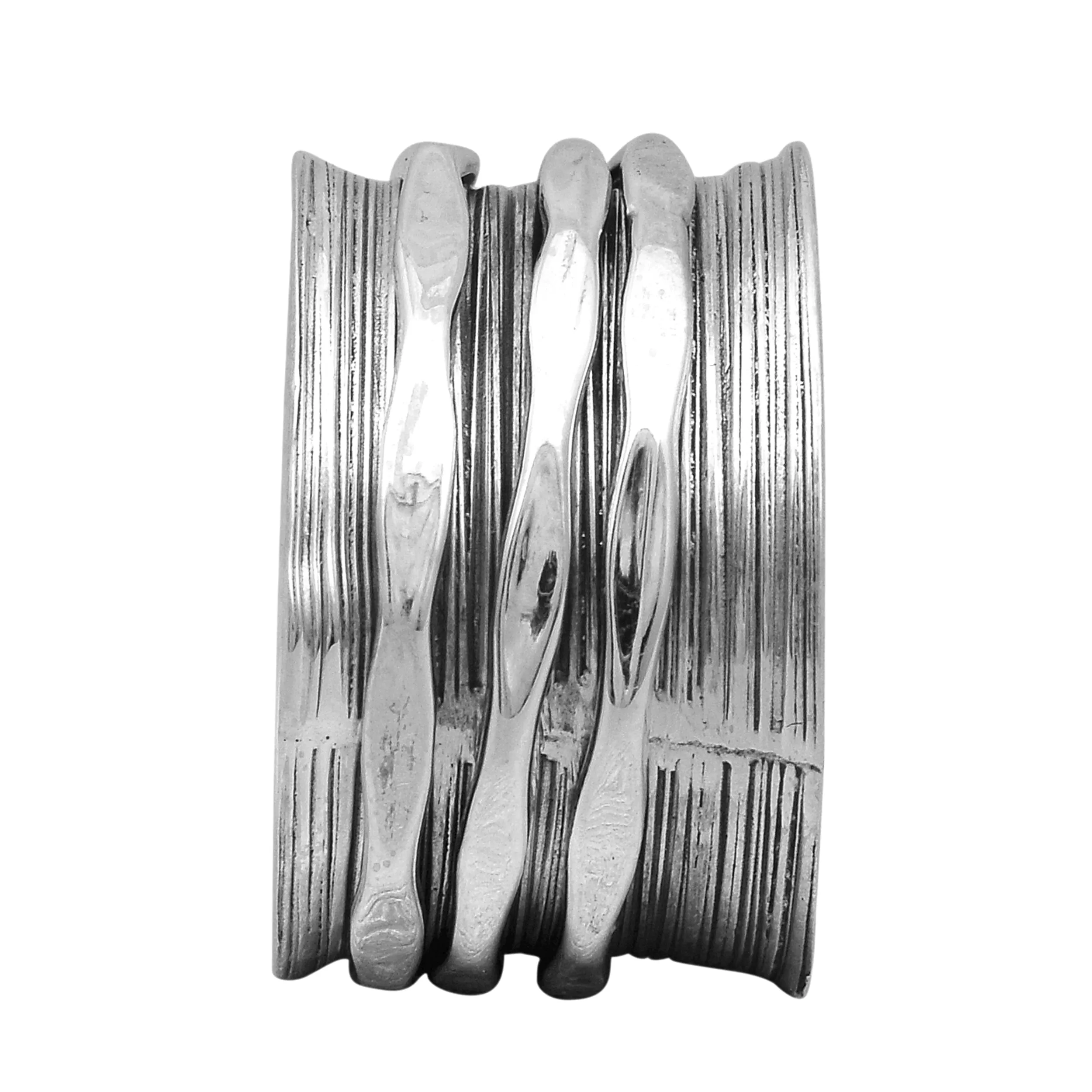 Multi Banded Engraved Spinner Ring