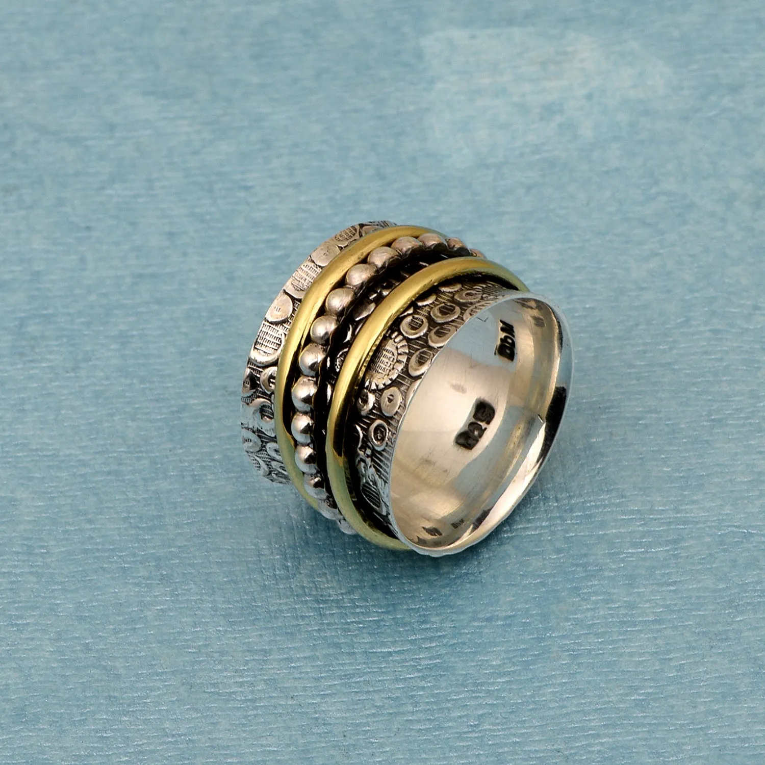 Multi Banded Engraved Spinner Ring
