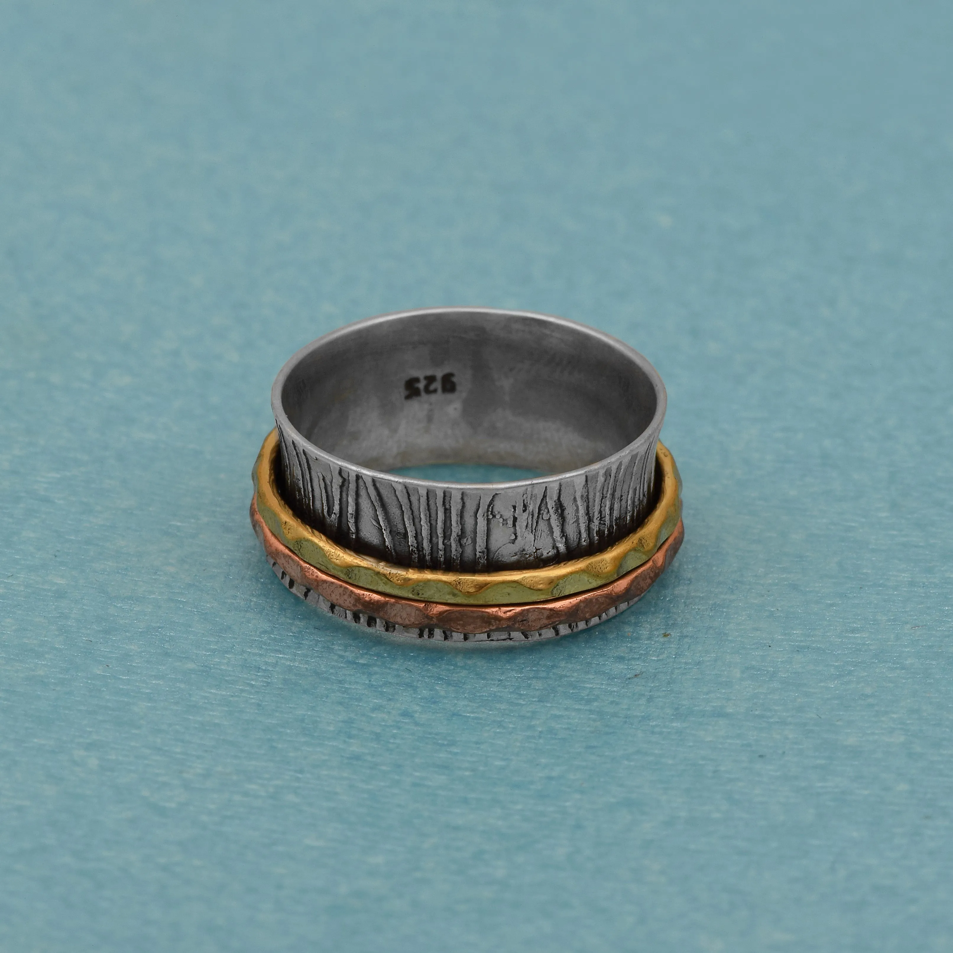 Multi Banded Engraved Spinner Ring