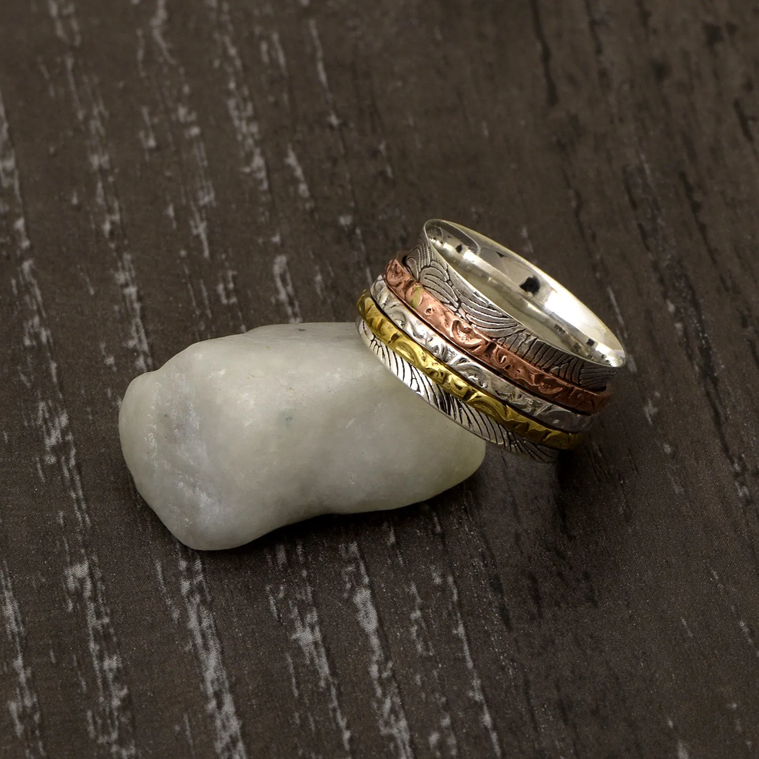 Multi Color Band Meditation Spinner Ring