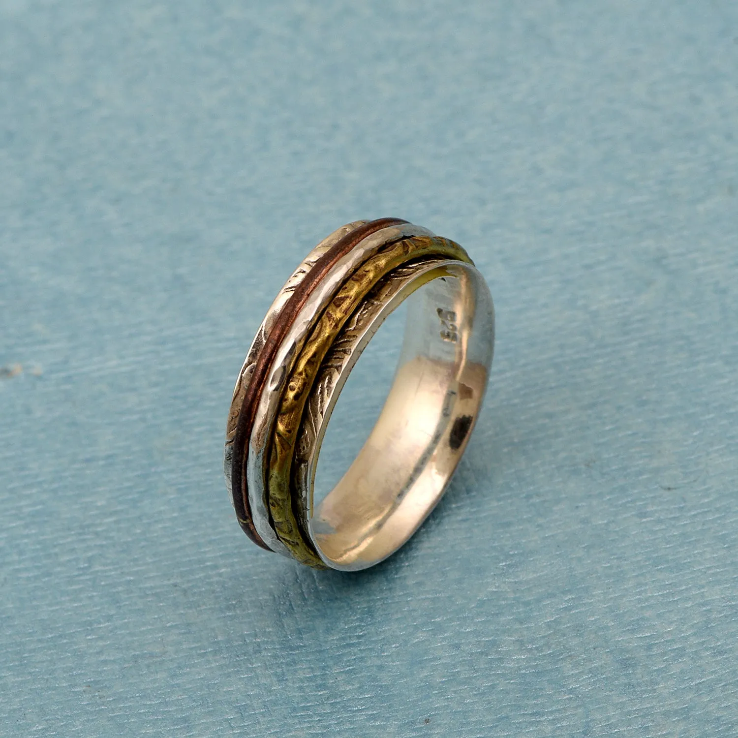 Multi Color Band Meditation Spinner Ring