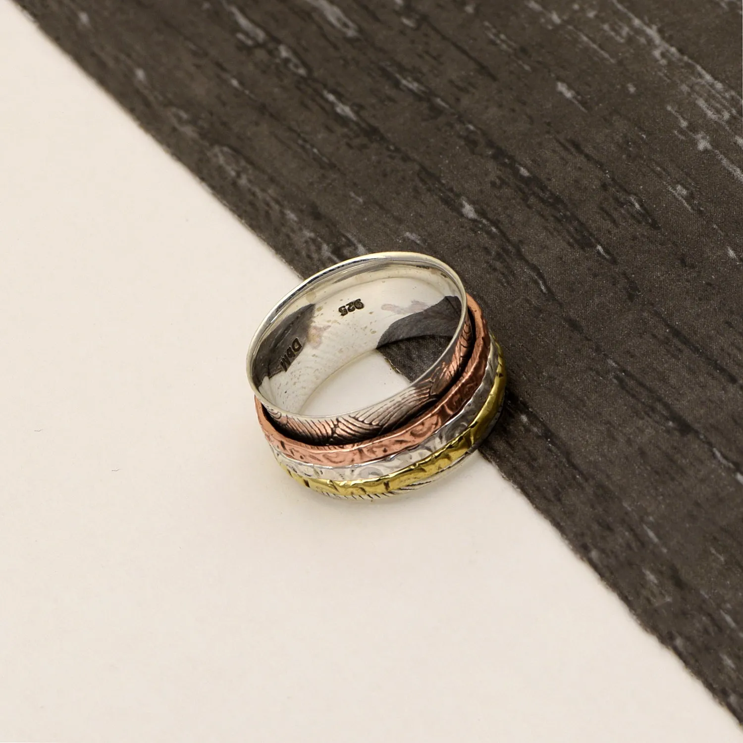 Multi Color Band Meditation Spinner Ring