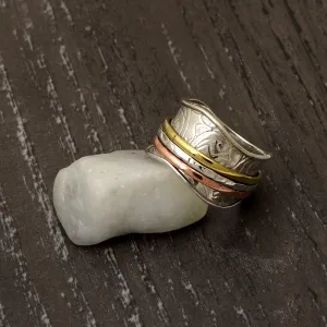 Multi Color Engraved Fidget Spinner Ring