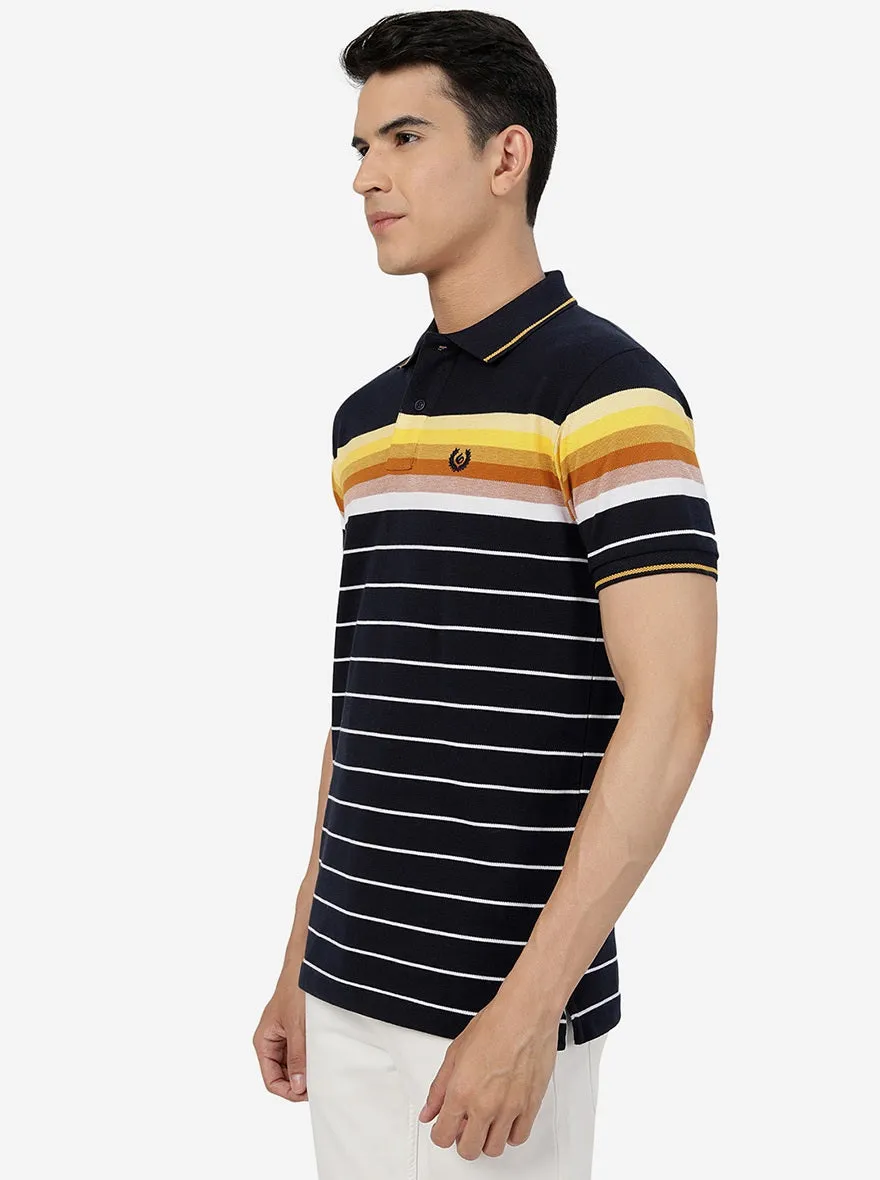 Multicolor Striped Slim Fit Polo T-Shirt | Greenfibre