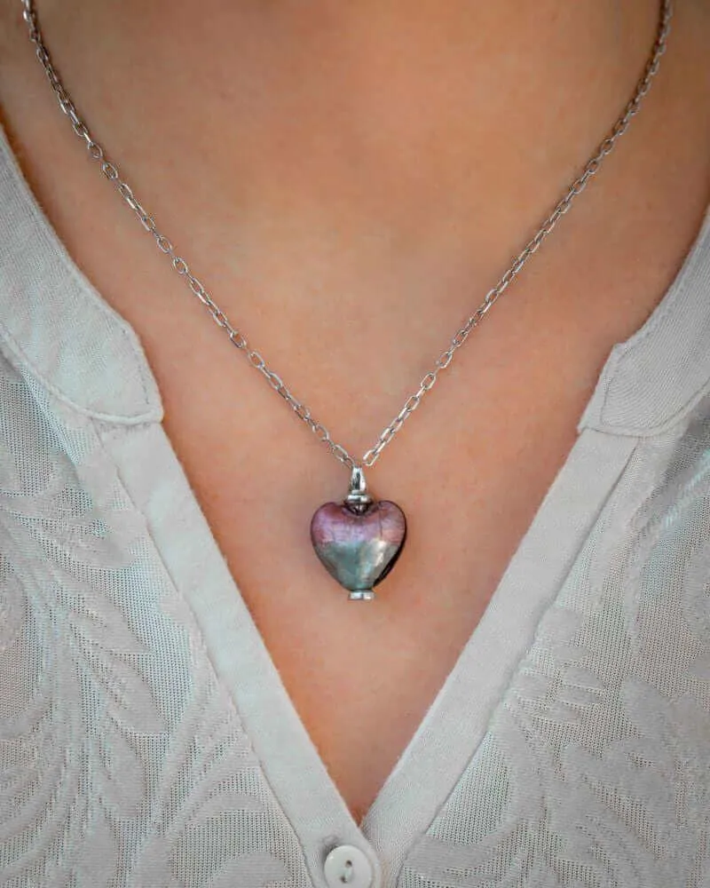 Murano Glass Heart Urn - 'Enchanted Bliss'