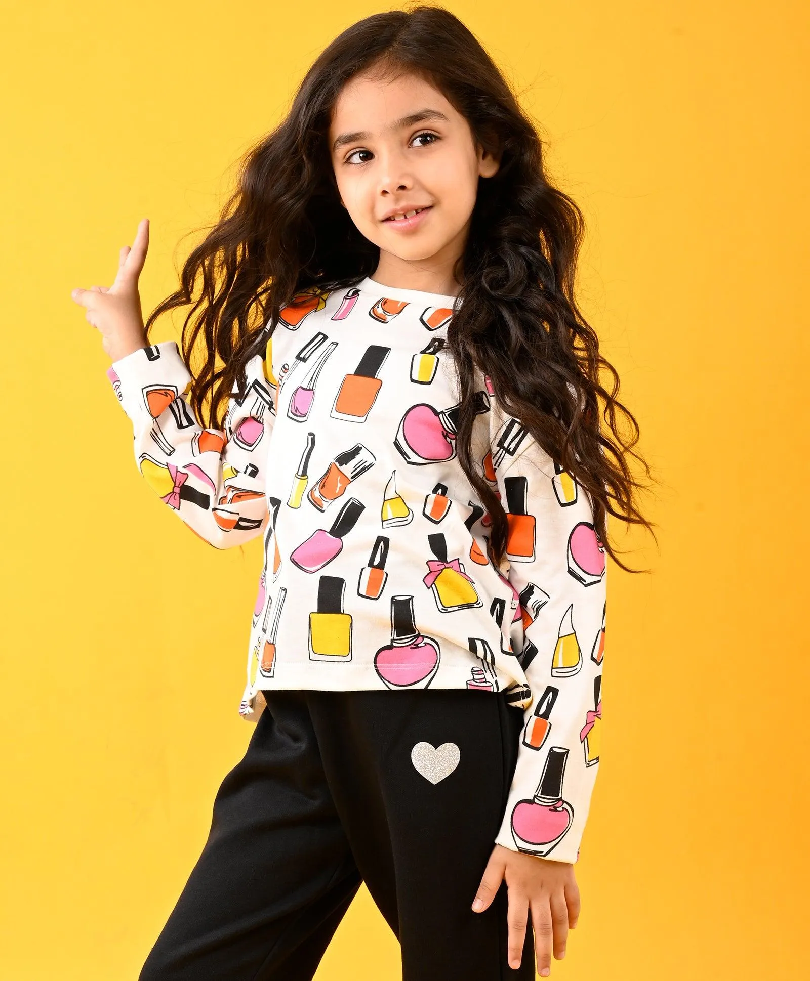 NAIL PAINT LONG SLEEVES T-SHIRT - WHITE