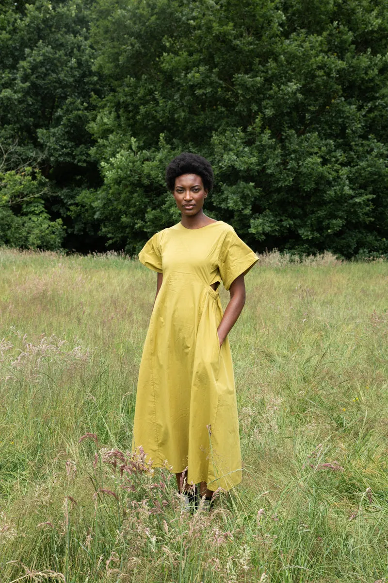 Nathalia Organic Cotton Dress in Bright Olive