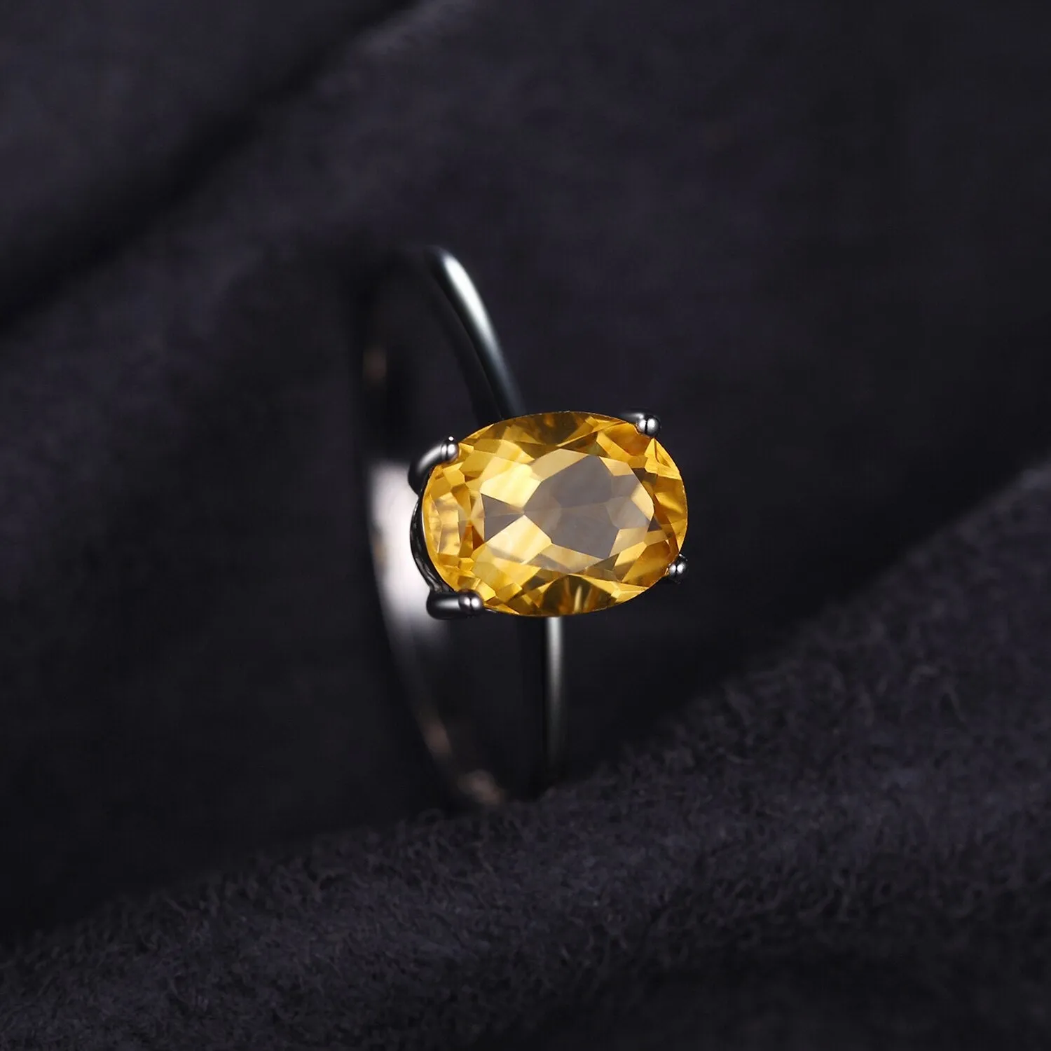 Natural Citrine Gemstone Ring Silver 925 Sterling Silver Women's Engagement Jewelry