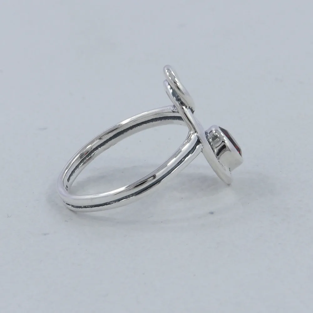 Natural Garnet Gemstone Silver Rings
