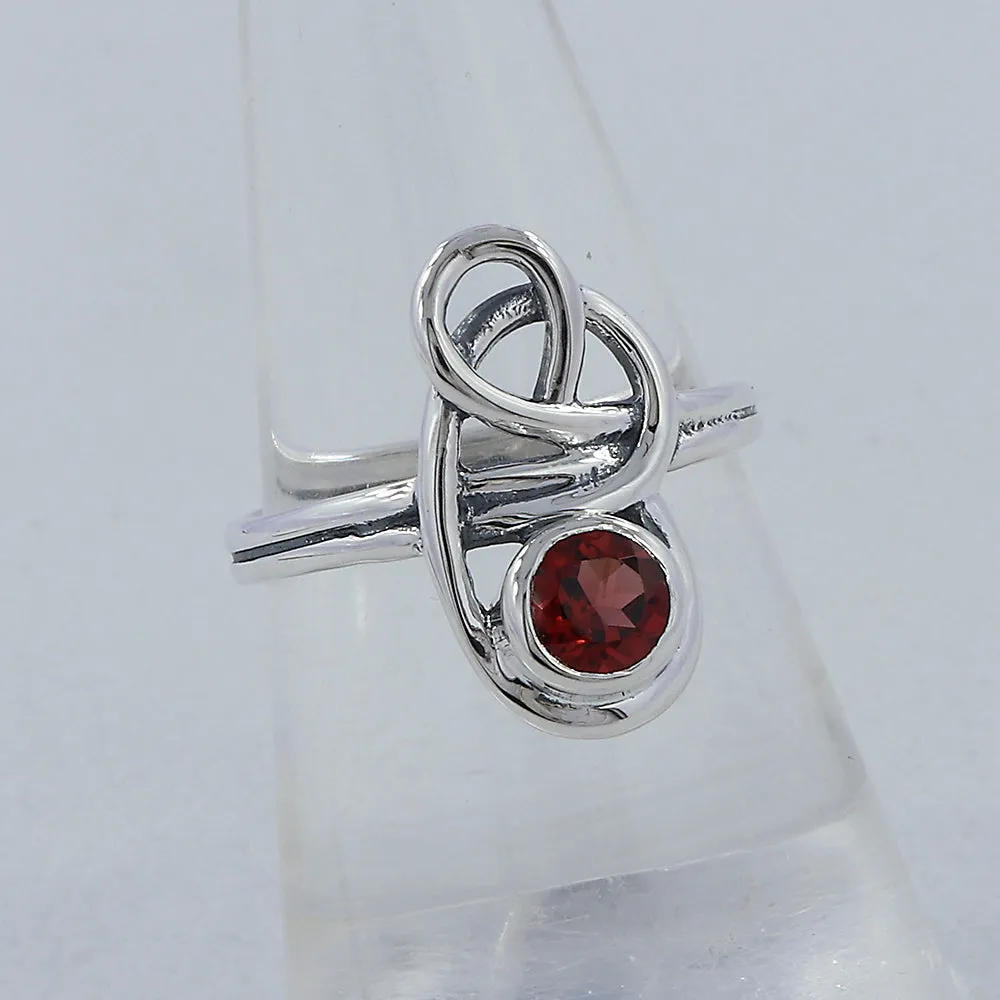 Natural Garnet Gemstone Silver Rings