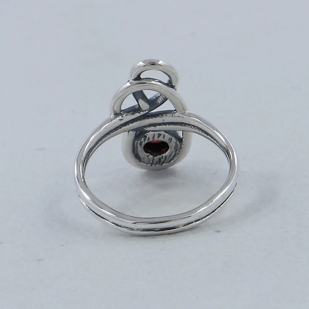 Natural Garnet Gemstone Silver Rings