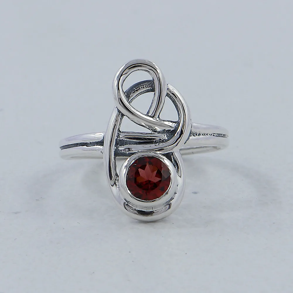 Natural Garnet Gemstone Silver Rings