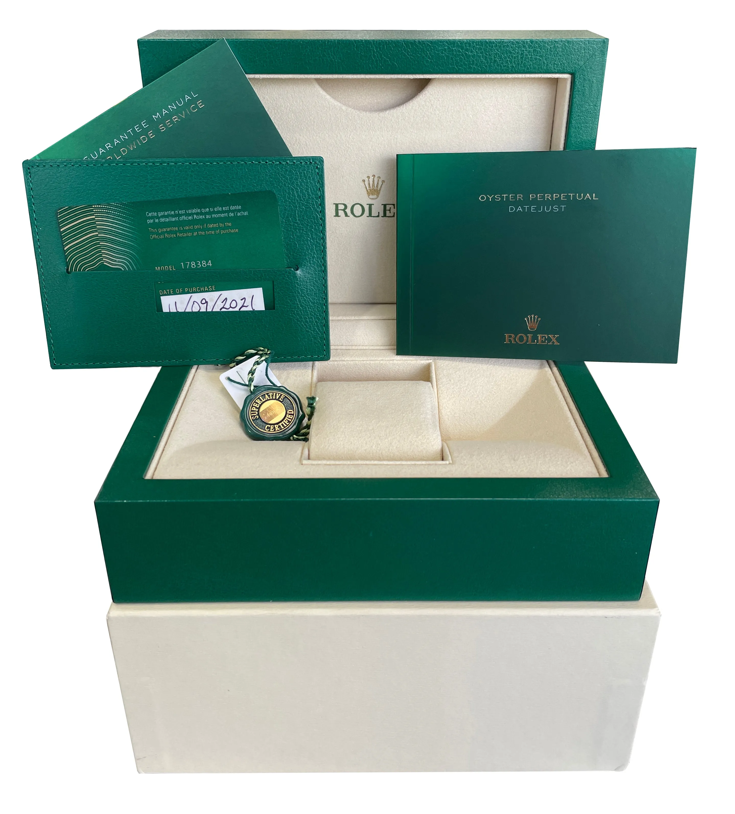 NEW 2021 Rolex DateJust Mid-Size 31mm White MOP DIAMOND BEZEL Jubilee 178384 B P