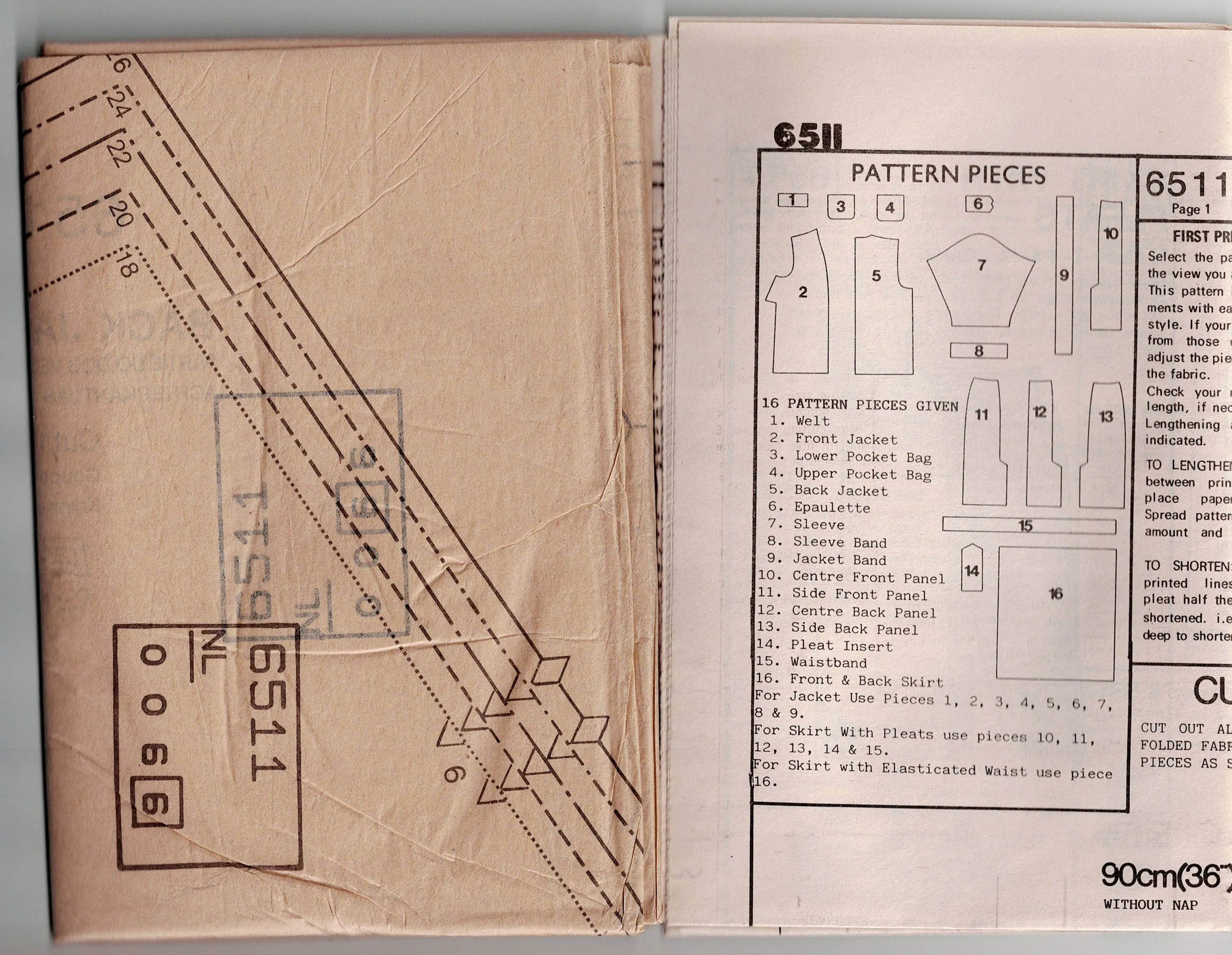 New Look 6511 EASY Womens Collarless Jacket & 2 Skirts 1980s Vintage Sewing Pattern Sizes 18 - 26 UNCUT Factory Folded
