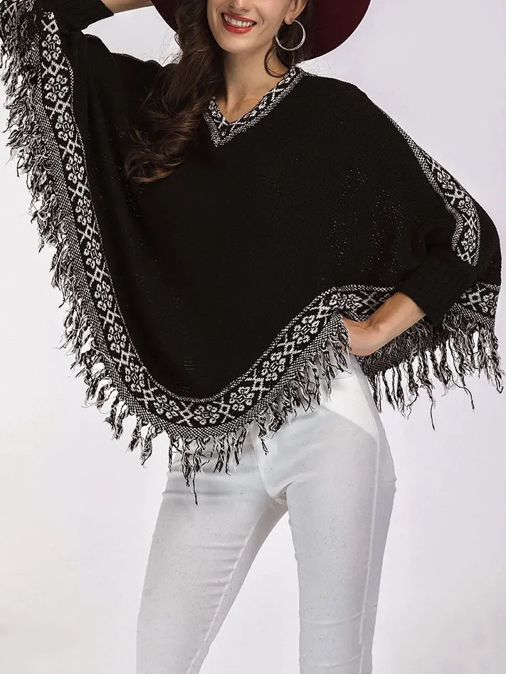 New Women's V-neck Bat Sleeve Sweater