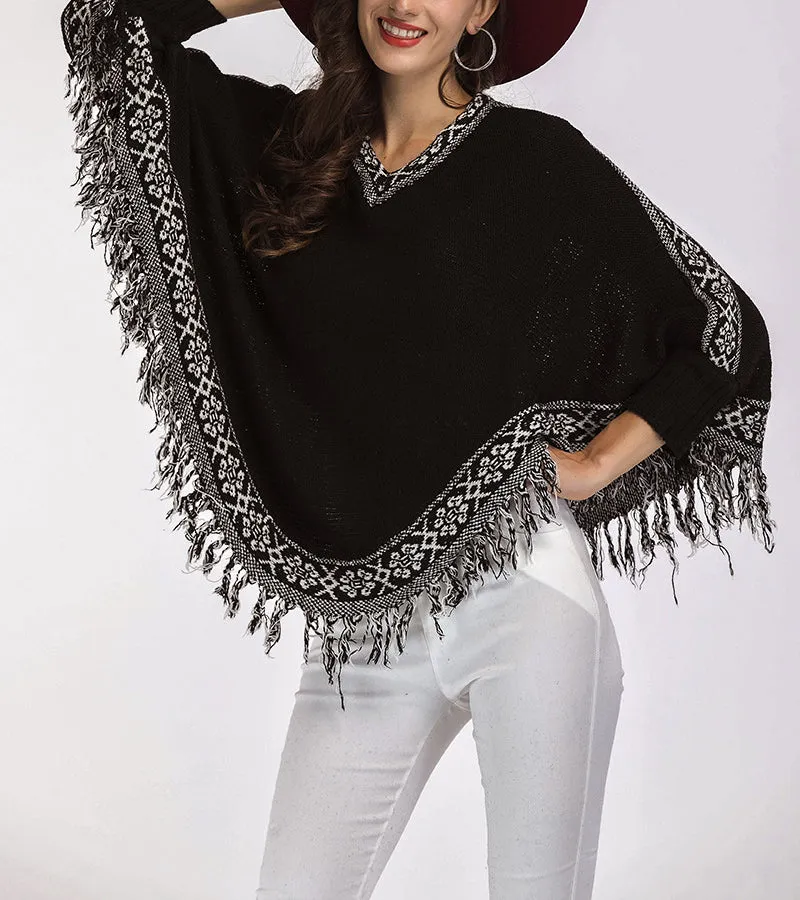 New Women's V-neck Bat Sleeve Sweater