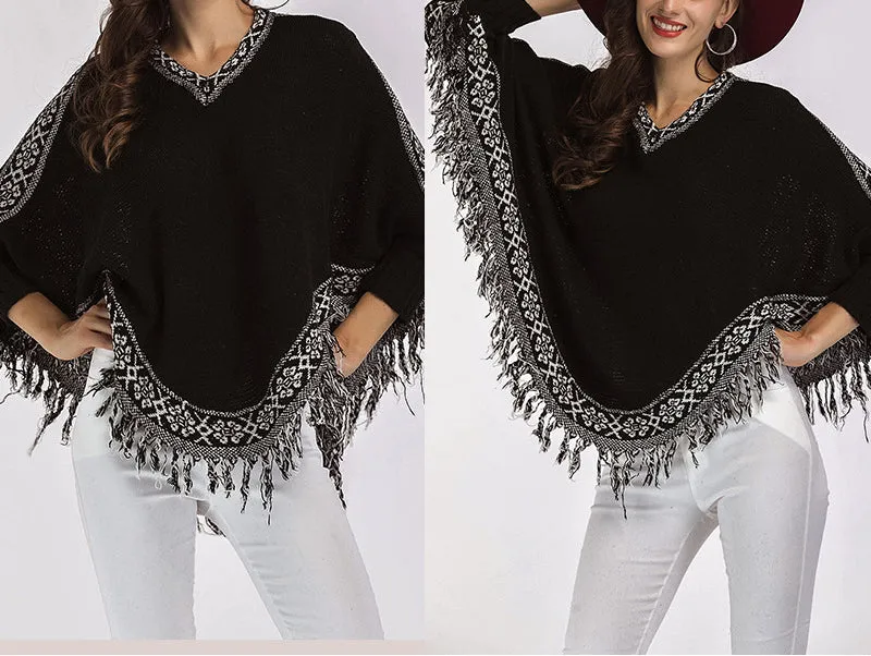 New Women's V-neck Bat Sleeve Sweater