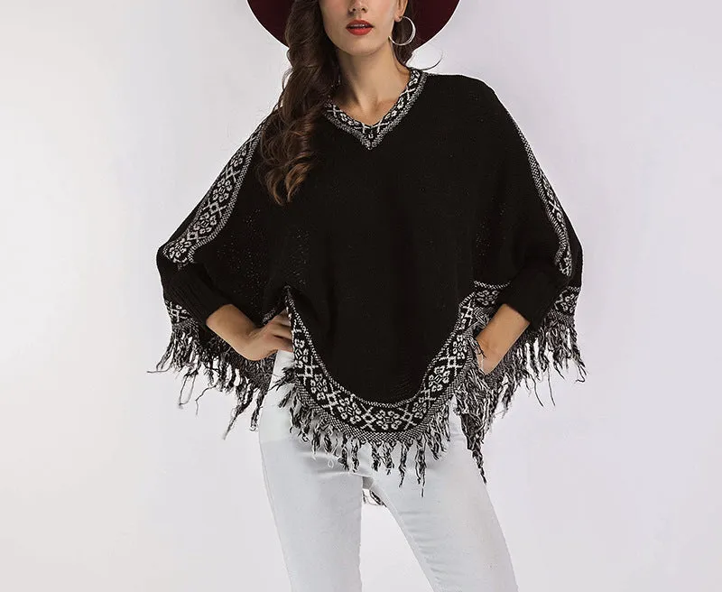 New Women's V-neck Bat Sleeve Sweater