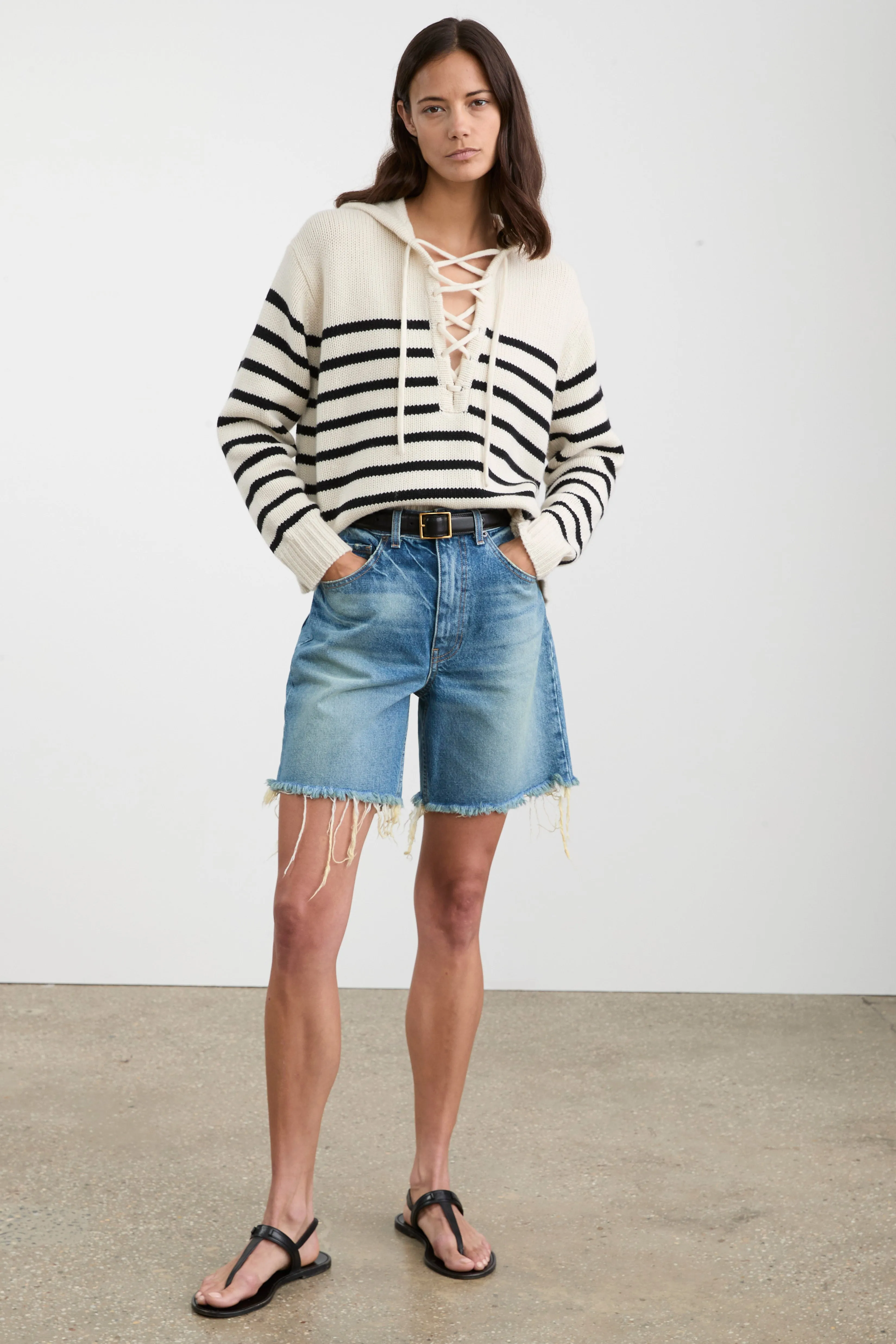 Noemi Stripe Sweater - Ivory/Black