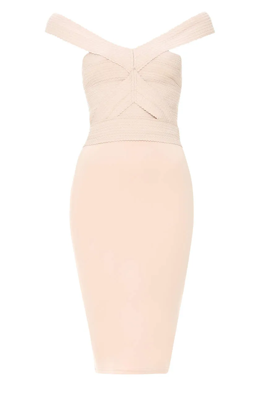 Nude Midi Dress With Bandage Top